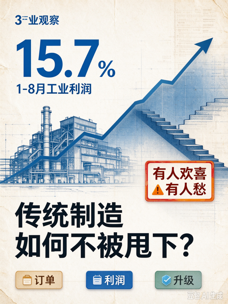 1-8月工业利润+15.7%，但有人欢喜有人愁：传统制造如何不被甩下？